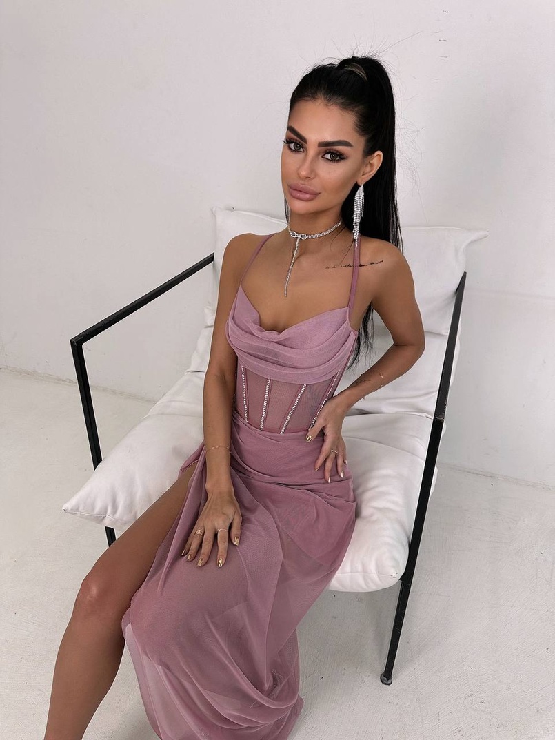 Комплект: корсет декорований стразами + спідниця максі  Комплект: корсет декорований стразами + спідниця максі  | PUSHKA SHOP