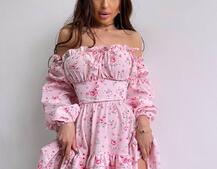 Квіткова сукня з воланами та шнуровкою по спинці | PUSHKA SHOP