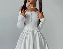 Трикотажное платье, декорированное кружевом   | PUSHKA SHOP