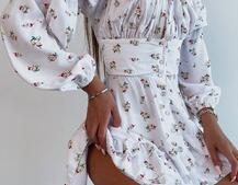 Сукня з квітковим принтом з воланами на ґудзиках  | PUSHKA SHOP