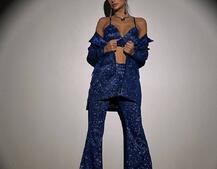 Костюм: піджак на підкладці, штани кльош+ топ з чашечками Костюм: піджак на підкладці, штани кльош+ топ з чашечками | PUSHKA SHOP