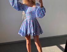 Сукня міні з квітковим принтом, корсетним верхом та подвійною спідницею  Сукня міні з квітковим принтом, корсетним верхом та подвійною спідницею  | PUSHKA SHOP