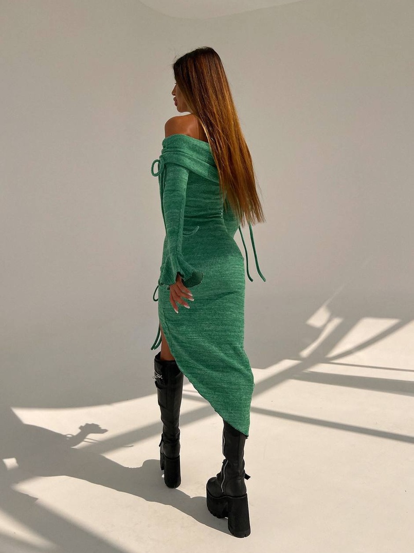 Трикотажна сукня міді з хомутом   | PUSHKA SHOP