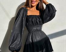 Блискуча сукня з воланами та шнурівкою на спинці Блискуча сукня з воланами та шнурівкою на спинці | PUSHKA SHOP