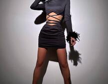 Комплект: топ із зав‘язками на талію + спідниця з драпіруванням Декор з натурального пір‘я | PUSHKA SHOP