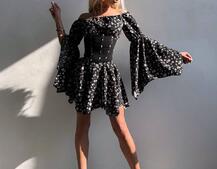 Сукня з асиметричною спідницею та розкльошеними рукавами + корсет  | PUSHKA SHOP