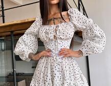 Сукня в горошок на ґудзиках з воланами  Сукня в горошок на ґудзиках з воланами  | PUSHKA SHOP