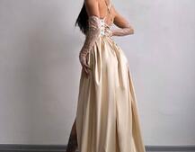 Атласний комплект: корсет + спідниця максі Атласний комплект: корсет + спідниця максі | PUSHKA SHOP