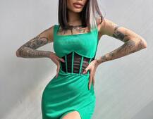 Сукня-міді  з елементами корсету   Сукня-міді  з елементами корсету   | PUSHKA SHOP