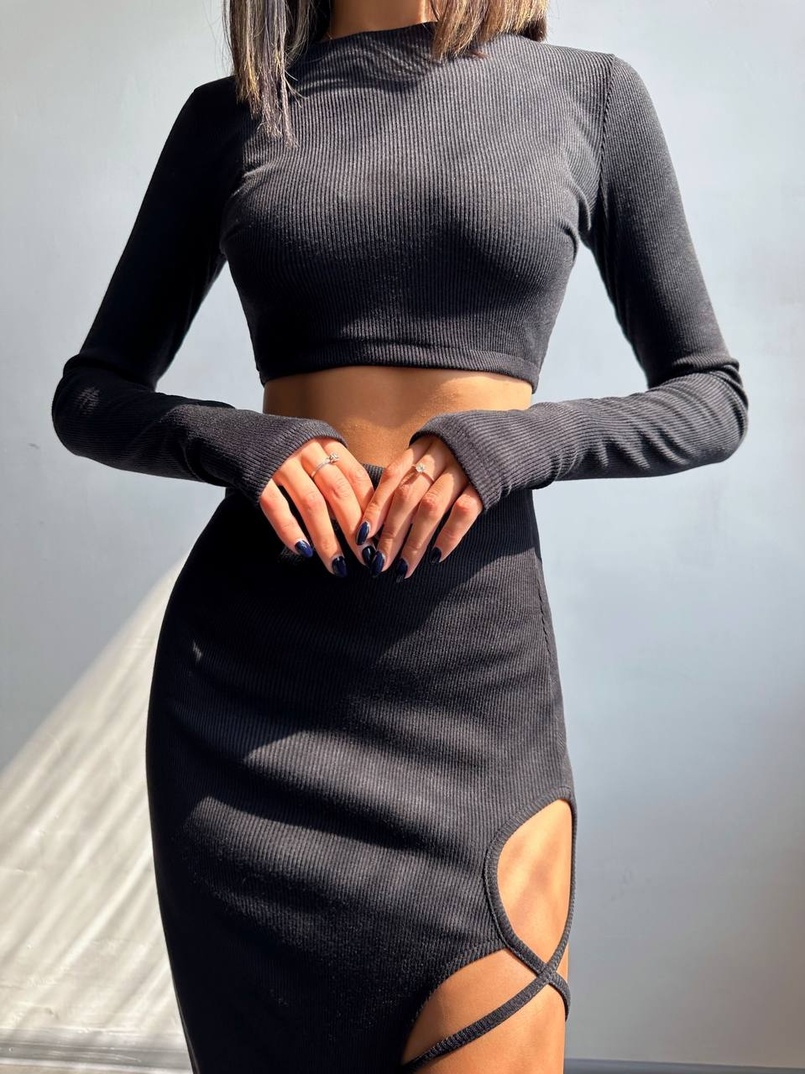 Комплект: топ + спідниця із зав‘язками на ніжку  | PUSHKA SHOP