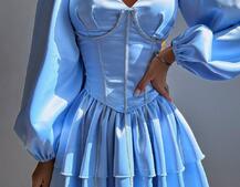 Комплект: сукня з подвійною спідницею + корсет, декорований стразами    Комплект: сукня з подвійною спідницею + корсет, декорований стразами    | PUSHKA SHOP