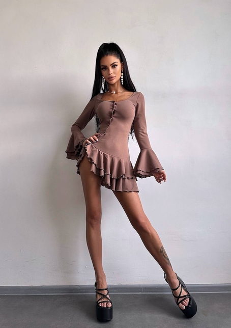 Сукня з з воланами на ґудзиках  Сукня з з воланами на ґудзиках  | PUSHKA SHOP