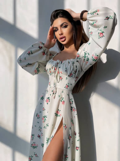 Сукня міді з квітковим принтом  Сукня міді з квітковим принтом  | PUSHKA SHOP