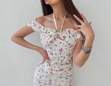 Цветочное платье мини с корсетной вставкой  на талии и присобранной юбкой  Цветочное платье мини с корсетной вставкой  на талии и присобранной юбкой  | PUSHKA SHOP