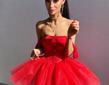 Атласна корсетна сукня міні з гачками та пишною фатиновою спідницею  Атласна корсетна сукня міні з гачками та пишною фатиновою спідницею  | PUSHKA SHOP