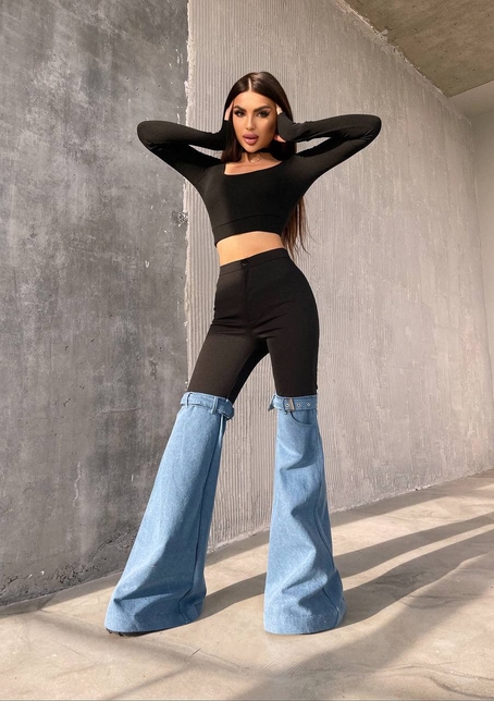 Штани-кльош  з металевими застібками   | PUSHKA SHOP