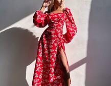 Улюблена сукня-міді зі шнурівкою на спинці та розрізом на ніжці Улюблена сукня-міді зі шнурівкою на спинці та розрізом на ніжці | PUSHKA SHOP