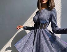 Приталена блискуча сукня з корсетною вставкою та пишною спідницею-сонцем | PUSHKA SHOP