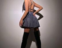 Блискуча сукня з пишною спідницею та шнурівкою на спинці | PUSHKA SHOP