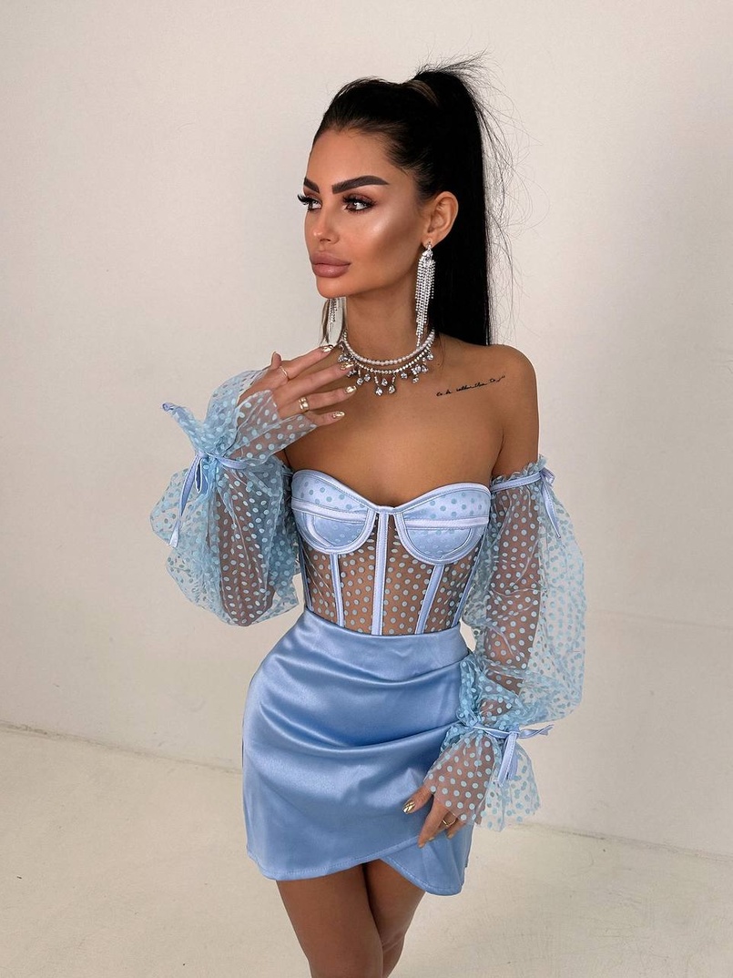 Улюблений комплект в новому виконанні: корсет бюстьє з об’ємними рукавами + спідниця міні | PUSHKA SHOP