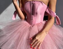 Атласна корсетна сукня міні з гачками та пишною фатиновою спідницею  Атласна корсетна сукня міні з гачками та пишною фатиновою спідницею  | PUSHKA SHOP