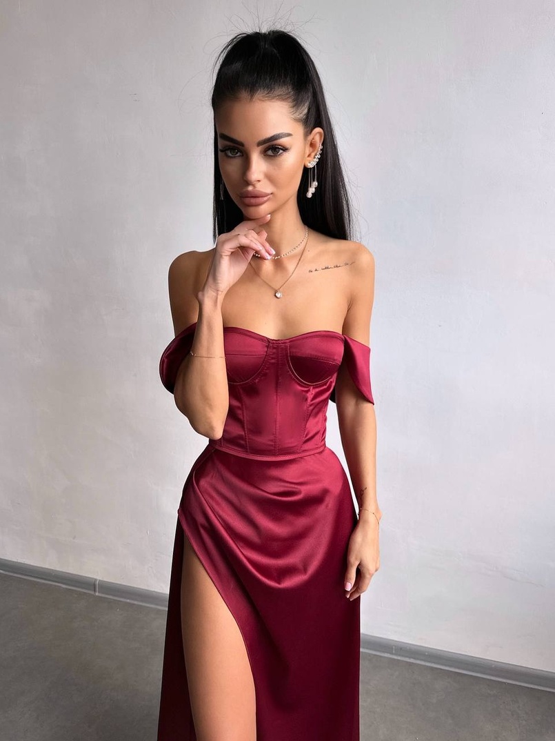 Атласний комплект: корсет бюстʼє + спідниця максі  | PUSHKA SHOP