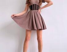 Сукня-міні  з елементами корсету  та спідницею солнцем Сукня-міні  з елементами корсету  та спідницею солнцем | PUSHKA SHOP