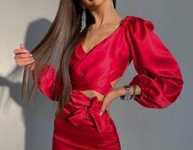 Атласний комплект, декорований бахромою зі страз Атласний комплект, декорований бахромою зі страз | PUSHKA SHOP