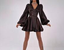 Атласна корсетна сукня  з пишною подвійною спідницею  Атласна корсетна сукня  з пишною подвійною спідницею  | PUSHKA SHOP