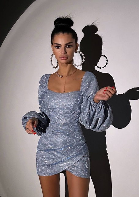 Сяючий комплект: корсет + спідниця міні з драпіруванням  | PUSHKA SHOP