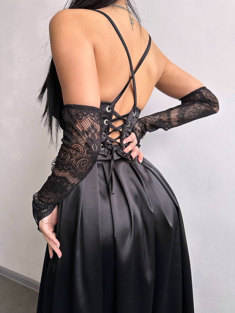 Атласний комплект: корсет + спідниця максі Атласний комплект: корсет + спідниця максі | PUSHKA SHOP