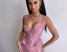 Вишуканий комплект із мереживного корсета та спідниці міді  | PUSHKA SHOP