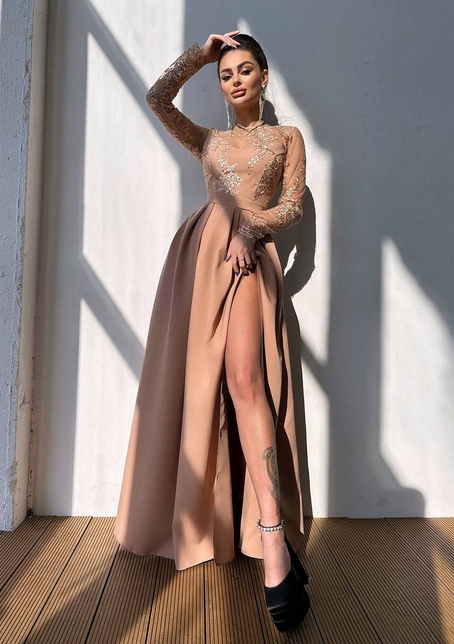 Сукня максі з мереживом  | PUSHKA SHOP