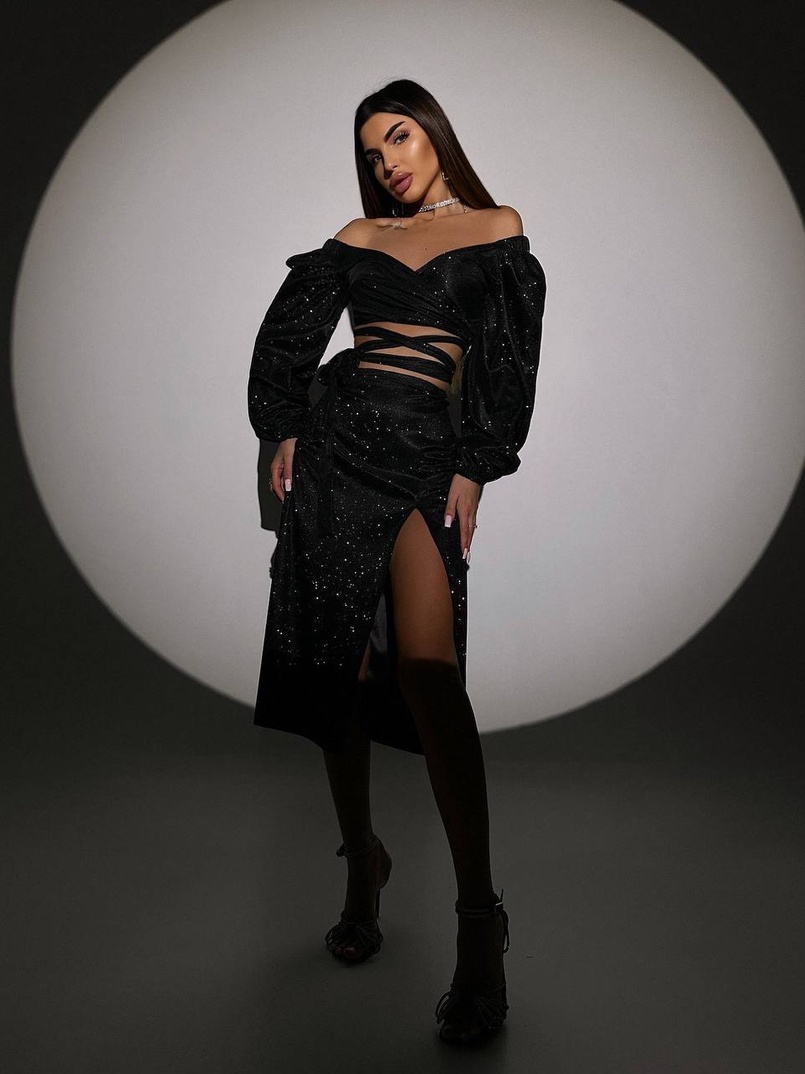 Сяючий комплект: топ  + спідниця  Сяючий комплект: топ  + спідниця  | PUSHKA SHOP