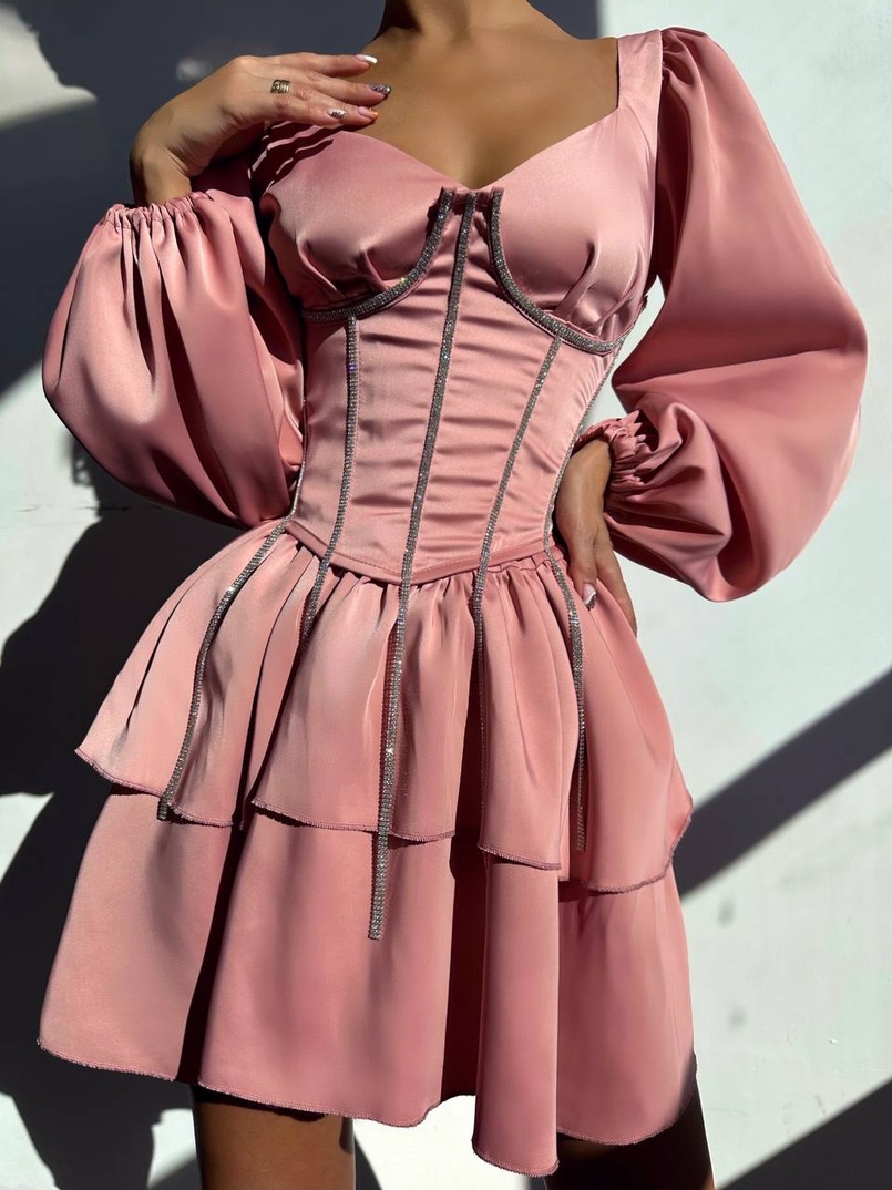 Сукня з корсетом, декорованим стразами  Ручна робота  Сукня з корсетом, декорованим стразами  Ручна робота  | PUSHKA SHOP