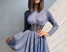 Приталена блискуча сукня з корсетною вставкою та пишною спідницею-сонцем | PUSHKA SHOP