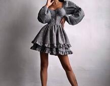 Сукня з квітковим принтом з воланами на ґудзиках  | PUSHKA SHOP