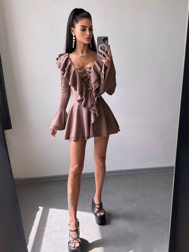 Сукня з з воланами на ґудзиках  Сукня з з воланами на ґудзиках  | PUSHKA SHOP