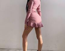 Трикотажный комплект: топ + юбка со сборкой  Трикотажный комплект: топ + юбка со сборкой  | PUSHKA SHOP