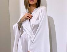 Шовковий халатик із розкльошеними рукавами Шовковий халатик із розкльошеними рукавами | PUSHKA SHOP