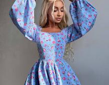 Сукня міні з квітковим принтом, корсетним верхом та подвійною спідницею  Сукня міні з квітковим принтом, корсетним верхом та подвійною спідницею  | PUSHKA SHOP