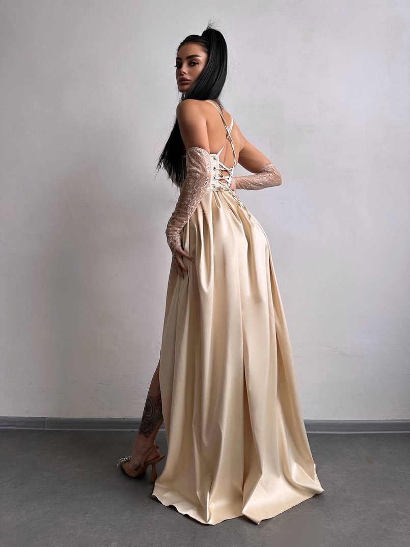 Атласний комплект: корсет + спідниця максі Атласний комплект: корсет + спідниця максі | PUSHKA SHOP