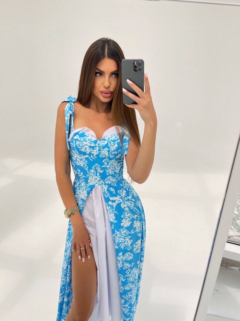 Сукня міді з чашечками в квітковий принт  Сукня міді з чашечками в квітковий принт  | PUSHKA SHOP