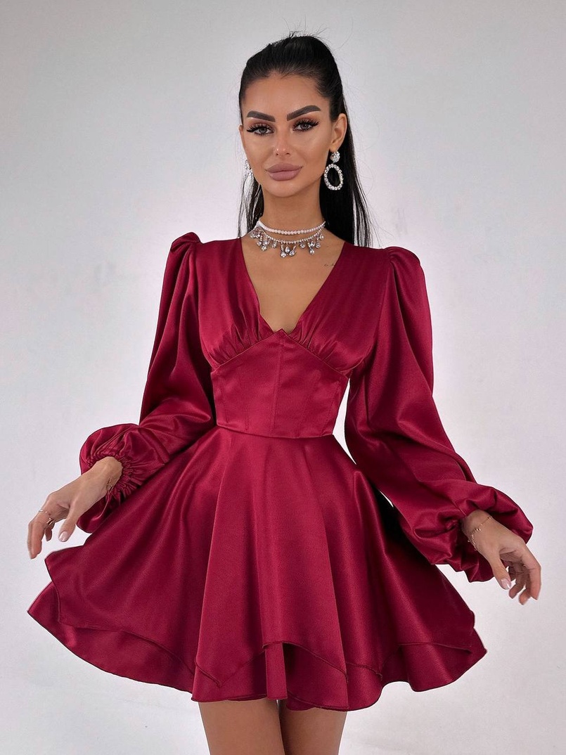 Атласна корсетна сукня  з пишною подвійною спідницею  Атласна корсетна сукня  з пишною подвійною спідницею  | PUSHKA SHOP