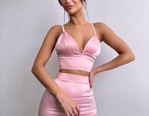 Комплект: топ з філіжанками + спідниця декорована бахромою зі страз  Комплект: топ з філіжанками + спідниця декорована бахромою зі страз  | PUSHKA SHOP