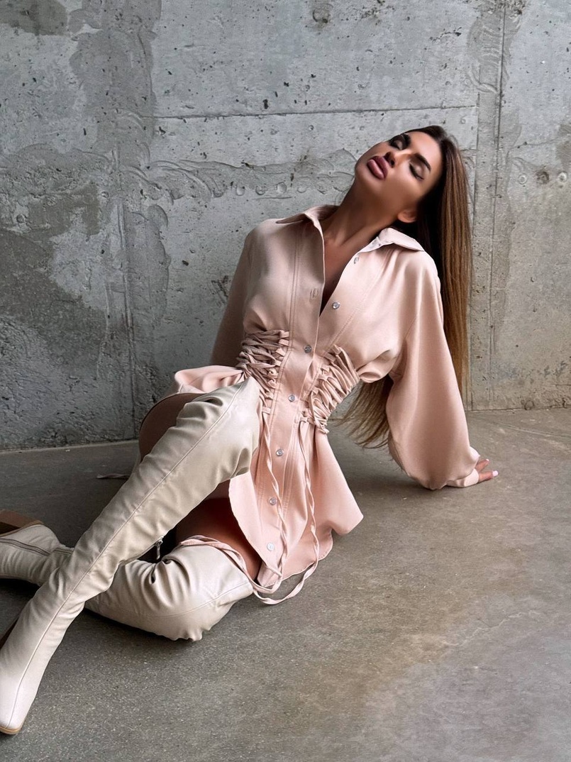 Сукня-сорочка зі шнурівкою Сукня-сорочка зі шнурівкою | PUSHKA SHOP