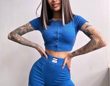 Комплект: топ на ґудзиках + велосипедки Комплект: топ на ґудзиках + велосипедки | PUSHKA SHOP