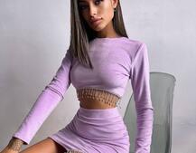 Оксамитовий комплект, декорований бахромою зі страз | PUSHKA SHOP