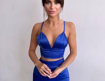 Комплект: топ з філіжанками + спідниця декорована бахромою зі страз  Комплект: топ з філіжанками + спідниця декорована бахромою зі страз  | PUSHKA SHOP