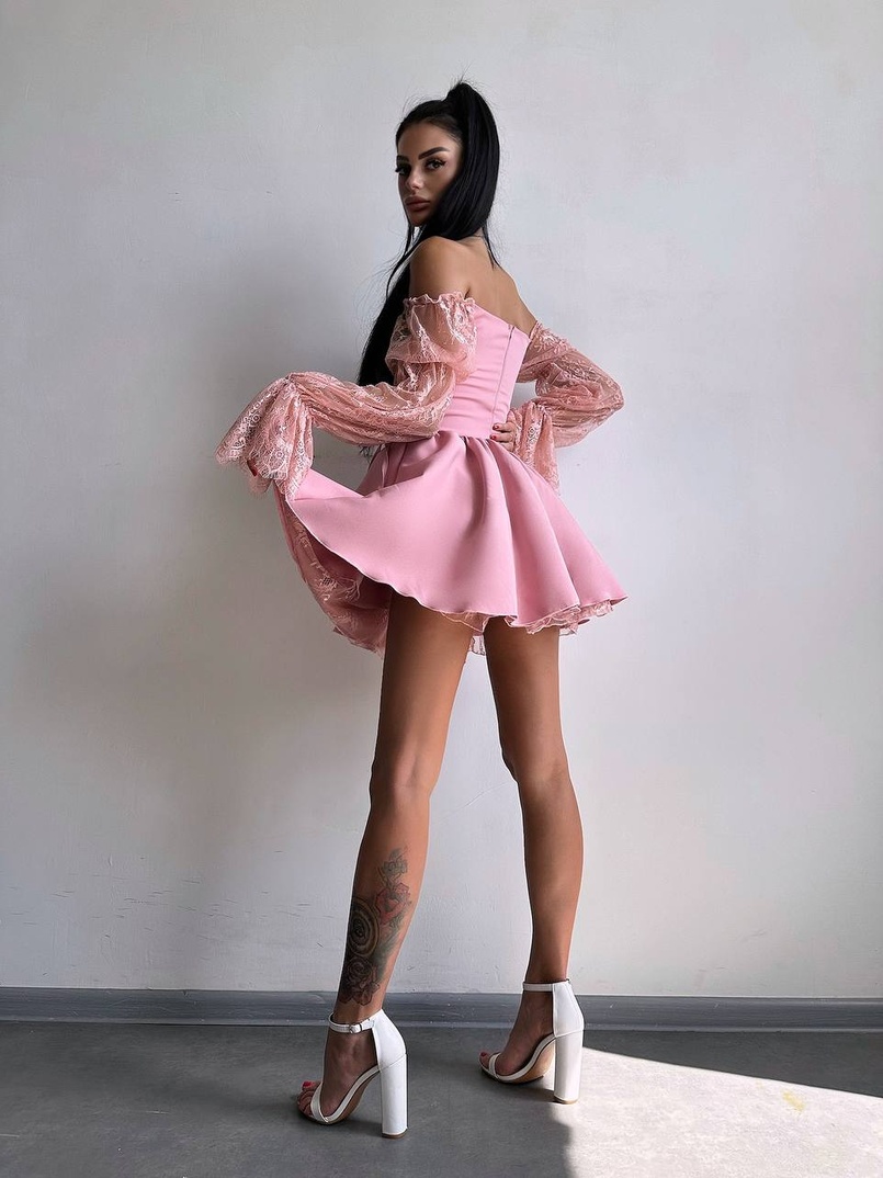 Сукня з корсетом декорована мереживом  Сукня з корсетом декорована мереживом  | PUSHKA SHOP